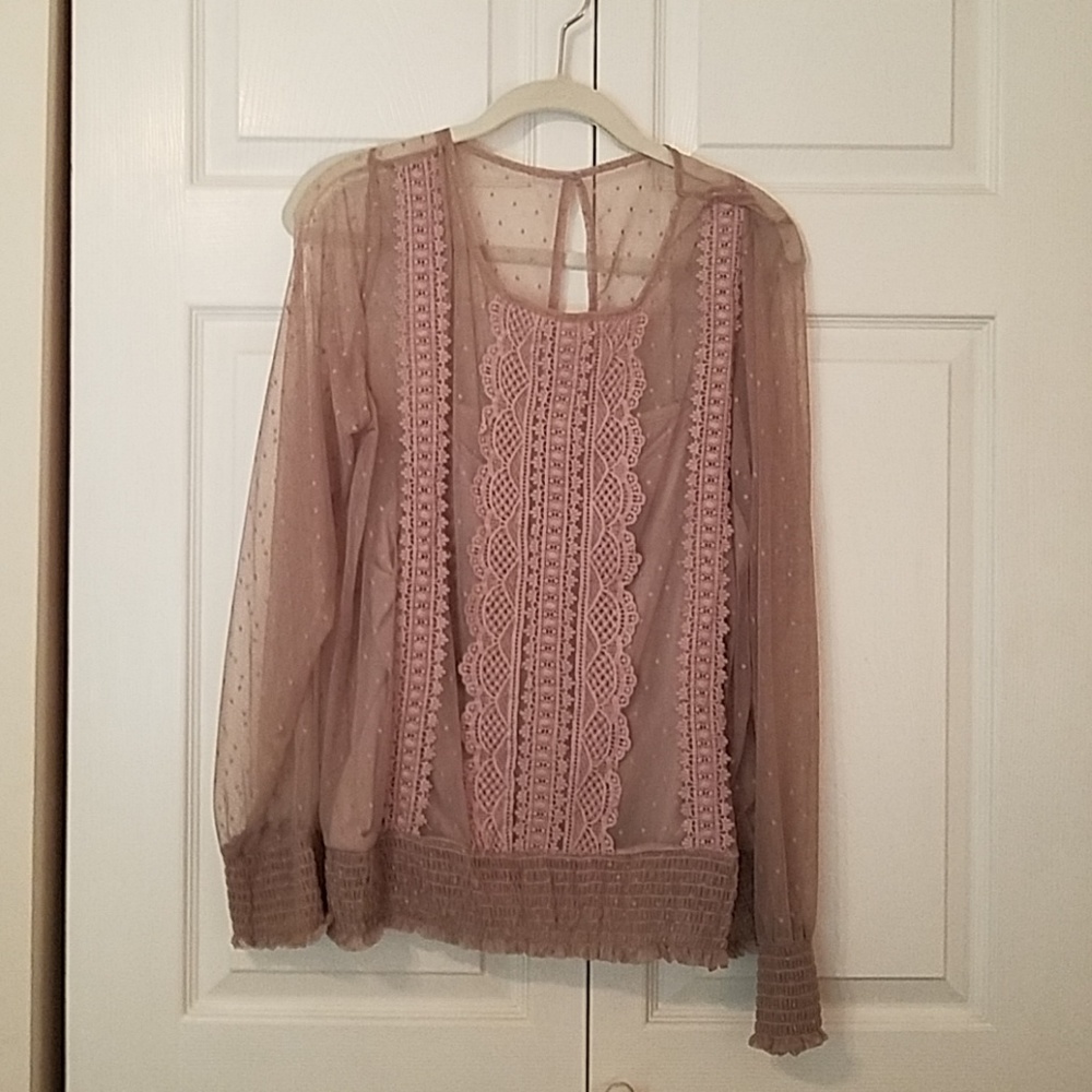 Tan lace dress shirt